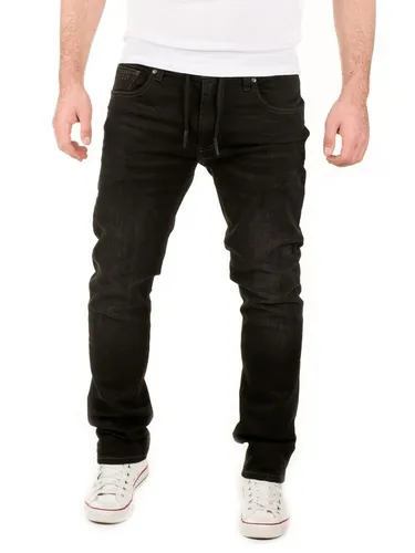 WOTEGA Noah Jogger Jeans Herren - Slim Fit Jeanshosen in Schwarz (Phantom Black) - Stylische Jogginghose in Jeansoptik mit Slim Fit-Passform. Das dehnbare Baumwoll-Stretch-Material sorgt für optimalen Tragekomfort und Bewegungsfreiheit. Ideal für entspannte Freizeitlooks.