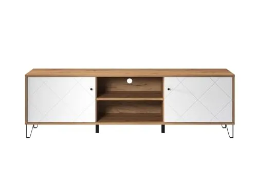 trendteam smart living - Touch - TV-Schrank - Artisan Eiche/Weiß - Moderne TV-Halterung mit 2 offenen und 2 geschlossenen Fächern, ideal für stilvolle Wohnbereiche. FSC-zertifiziert und vielseitig kombinierbar.