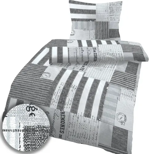 Soma Fein-Biber Bettwäsche Set 155x220 2tlg grau anthrazit - Bettwäsche-Set aus 100% Baumwolle, Öko-Tex Standard 100 zertifiziert, mit modernem Karo-Streifen Design und praktischem Qualitäts-Reißverschluss. Ideal für ein stilvolles Schlafzimmer.