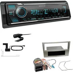 Kenwood KMM-BT508DAB 1-DIN Digital Autoradio DAB+ Bluetooth Amazon Alexa mit Einbauset für Opel Astra H Twin Top satin stone
