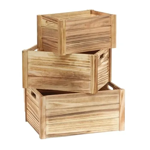 DESIGN DELIGHTS Natur HOLZKISTEN Set Pura 3-TLG. | Massivholz Aufbewahrungskisten