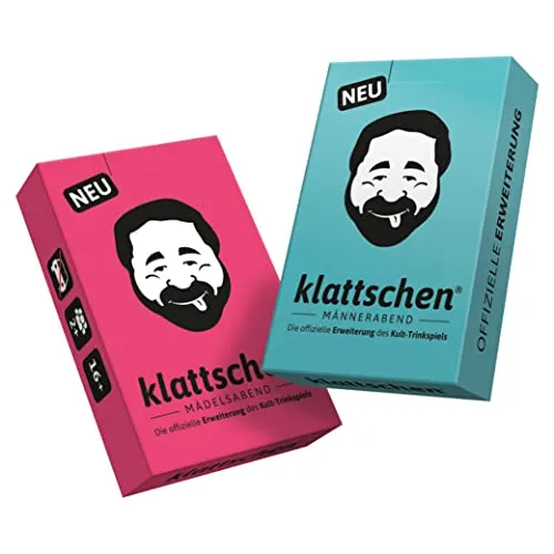 DENKRIESEN - klattschen® Doppelpack - Mädelsabend & Männerabend | Ab 16 Jahren | 2+ Spieler | Trinkspiel | Partyspiel | Die Offiziellen Erweiterungen des Kult-Trinkspiels | Perfekt für Spaßige Abende