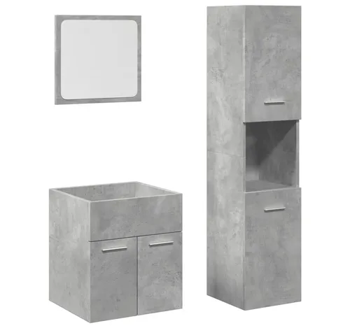 vidaXL 3-TLG. Badmöbel-Set Betongrau von vidaXL