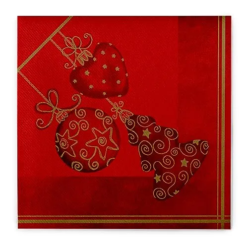 Sovie HOME Serviette Tiffany in Rot aus Linclass® Airlaid, hochwertige Einweg Weihnachtsserviette stoffähnlich, ideal für Advent & Weihnachten, 40x40 cm, 12 Stück
