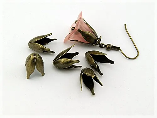 Tulpen Perlkappen in antik Bronze von Vintageparts, DIY-Schmuck 20
