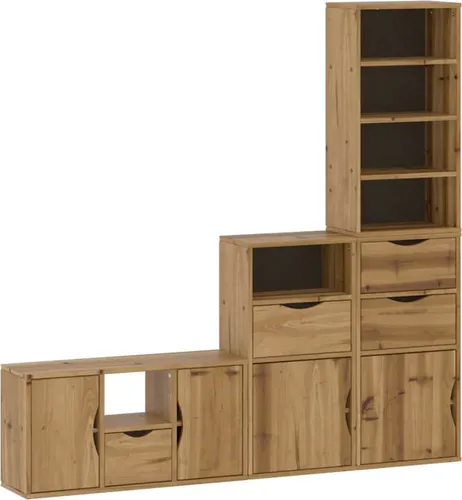 vidaXL 4-tlg. Wohnwand ODDA aus massivem Kiefernholz von vidaXL