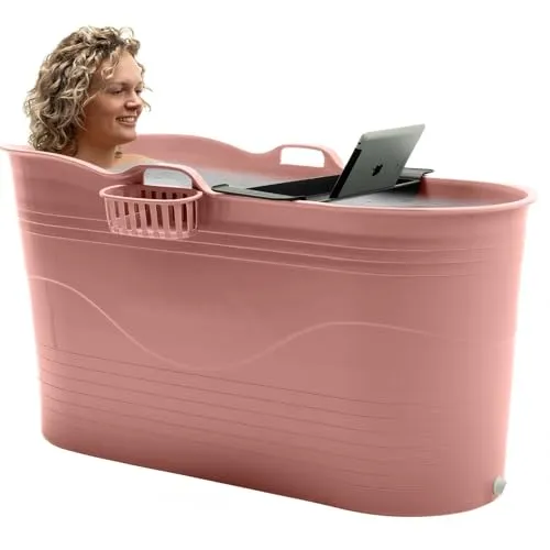 HelloBath Badeeimer - Freistehende Badewanne XL 122x56x64cm, ideal für Eisbaden und schnelle Erholung nach dem Training, tragbar und BPA-frei