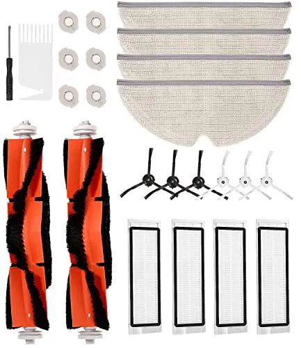 Zubehör für Xiaomi Saugroboter 24 tlg Zubehör für Xiaomi Roborock S5 S50 S51 S55 S5 max S6 Pure S6 maxV Staubsauger Teile 2 Zentralbürste,6 Seitenbürste,4 Filters,4 Wischtücher,6 Filterkern,2 Werkzeug