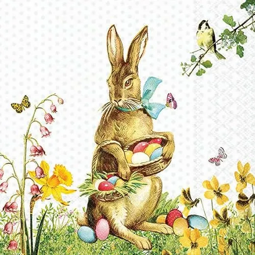 Servietten Ostern Nostalgischer Osterhase als Tischdeko. Papierservietten mit Motiv. Auch für Decoupage und Serviettentechnik 33x33cm 20