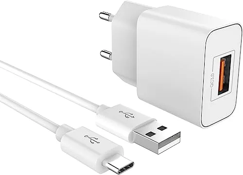 MyGadget 1x USB C Ladegerät Quick Charge - 1x Netzteil QC 3.0 & 1m Typ C Kabel für Smartphone & Tablet u.a. Apple iPhone 15 I iPad Air Pro | Samsung S24 S23 - Weiß