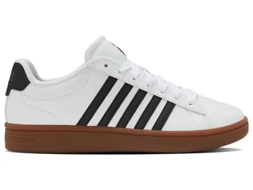 KSwiss Court Tiebreak II Sneaker Herren - Sneaker aus strapazierfähigem Synthetikleder, ideal für Alltag und Freizeit. Hoher Tragekomfort mit sportlichem Stil in Weiß/Schwarz/Gum.
