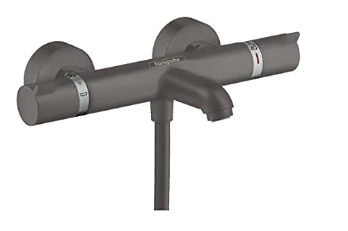 hansgrohe Ecostat Comfort Wannenthermostat 13114340 - Armaturen mit Temperaturregelung, Sicherheitsfunktion bei 40 °C und edlem brushed black chrome Finish für stilvolle Badezimmergestaltung.