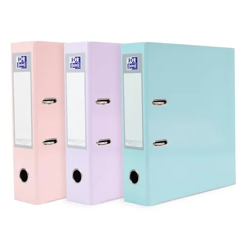 Oxford Premium Akten-Ordner A4, pastell, 8 cm breit, Kunststoff Ordner, 3 Farben, 3 Stück
