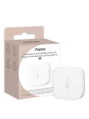 Aqara T1 Temperatur- & Luftfeuchtigkeitssensor, weiß (TH-S02D) - Smart Home Gerät zur genauen Überwachung von Temperatur und Luftfeuchtigkeit, mit App-Benachrichtigungen bei abnormalen Werten für optimale Raumklima-Steuerung.