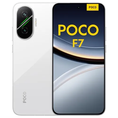 Xiaomi Poco F7 Smartphone - 12+512GB, Weiß, Snapdragon 8s Gen 4 - Simlockfreies Handy mit 6500mAh Akku und 90W Schnellladefunktion für ununterbrochene Nutzung. Genießen Sie atemberaubende Bilder auf dem 6,83