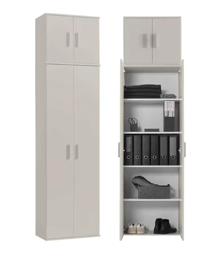 mokebo Deckenhoher Mehrzweckschrank XXL in Kaschmir – Der Extralange (230x60 cm) - Maximaler Stauraum auf minimaler Grundfläche! Der Deckenhohe Mehrzweckschrank von mokebo ist ideal für Flur, Küche oder Abstellkammer und wird in Deutschland gefertigt.