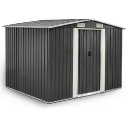 Geräteschuppen Metall Garten Gerätehaus 257x205x178cm grau Satteldach