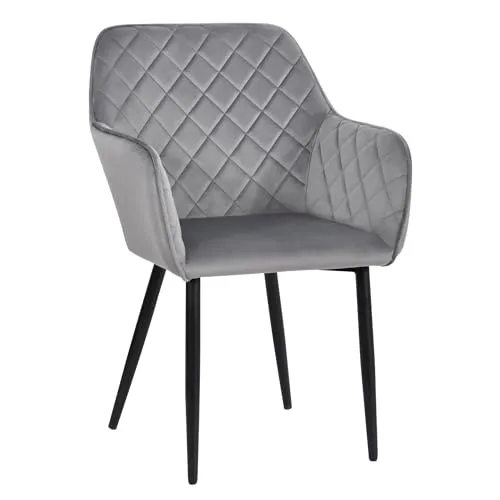 Duhome Esszimmerstuhl mit Armlehnen aus Samt, Grau - Eleganter Esszimmerstuhl mit ergonomischem Design und hochwertigem Samtbezug, ideal für Komfort und Stil in jedem Raum.