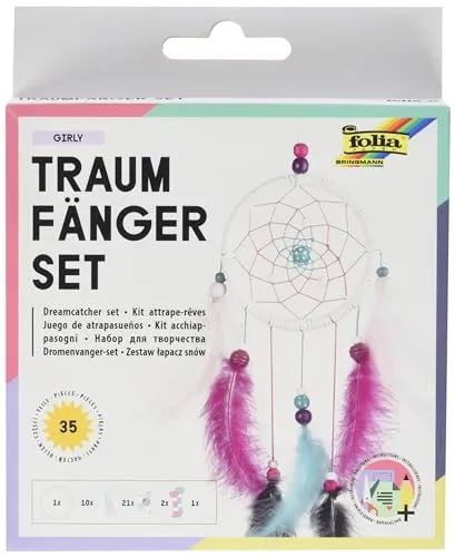 folia 23819 - Bastelset Traumfänger Girly - Set zum Erstellen eines wunderschönen Traumfängers in modernen Pastelltönen