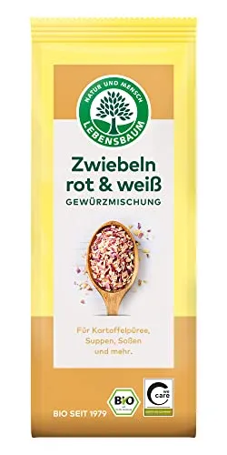 Lebensbaum Zwiebeln Rot & Weiß, Bio-Gewürzmischung, köstliche Röstaromen für herzhafte Gerichte und aromatische Dips, geschnitten, 55 g