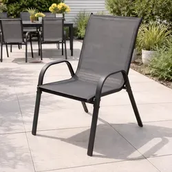 Eleganter Outdoorstuhl aus Metall und Textilen in Anthrazit