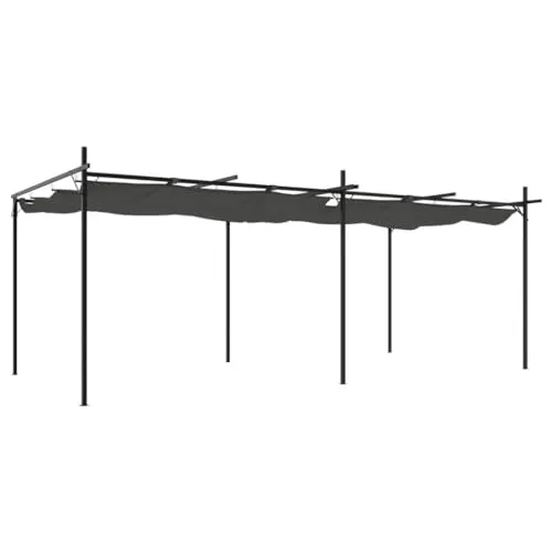 vidaXL Pergola mit Schiebedach - Gartenlauben – UV-beständige Überdachung mit stabiler Stahlstruktur, perfekt für schattige Familientreffen und entspannende Stunden im Freien.