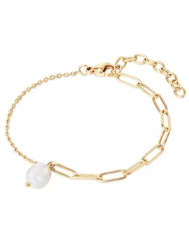 Valero Pearls Damen Armband aus Edelstahl gelbvergoldet mit Barock Süßwasser-Zuchtperle - Elegantes Damenarmband aus gelbvergoldetem Edelstahl mit einer einzigartigen barocken Süßwasser-Zuchtperle (6,3 mm) – ideal für jeden Anlass und in praktischem Geschenk-Täschchen.