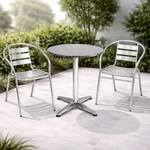 Mojawo Bistrogarnitur 3-teilig Aluminium Höhenverstellbar H70/110cm - Gartenmöbel-Set mit höhenverstellbarem Tisch (70/110 cm) und 2 stapelbaren Stühlen – perfekt für Balkon oder Terrasse. Wetterfestes Aluminium sorgt für Langlebigkeit und Flexibilität.