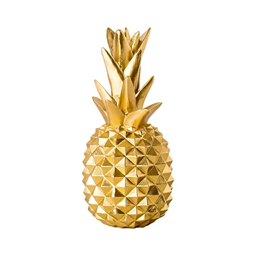 shelfmade Dekofigur Ananas - Goldene Tischdeko aus Kunstharz - Dekofiguren: Stilvolle Ananas aus Polyresin in edlem Gold, ideal für ein modernes Wohnzimmer und als Blickfang auf jedem Tisch.