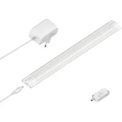 ledscom.de LED Unterbau-Leuchte SIRIS weiß matt mit Netzteil und Bewegungsmelder, flach, 30cm, 370lm, weiß