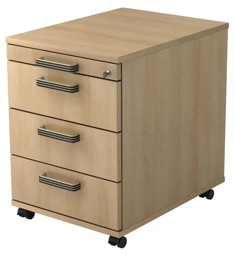 Hammerbacher Rollcontainer Solid AC30, eiche, abschließbar - Büroschränke mit 4 Schüben, ideal für sicheren Stauraum. Hochwertige Verarbeitung aus Holz, abschließbar und mit leichtgängigen Metallrollen für optimalen Komfort.