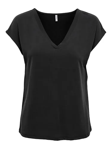 ONLY T-Shirt ONLFree - Unifarbenes Viertelarm Shirt in Schwarz - Bequemes T-Shirt aus hochwertiger Modal-Mischung mit normaler Passform. Ideal für vielseitige Outfits und perfekten Tragekomfort im Alltag.