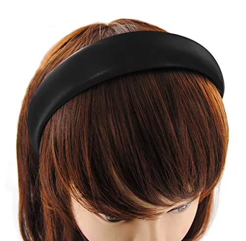 axy Haarreif Classic Vintage Leder Haarreifen Leather Hair band HR27CM (Schwarz)