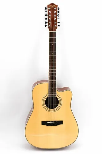 SQOE 12-Saitige Westerngitarre Akustik J-20 Fichtendecke Dreadnought 12-String