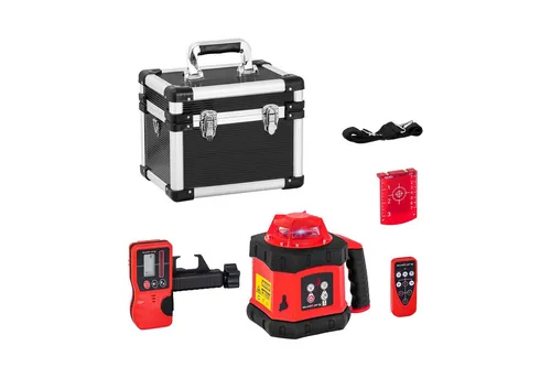 Steinberg-Systems Rotationslaser SBS-RL-300 - Messgeräte mit rotem 360 Grad Laser, Arbeitsbereich bis Ø 300m, inklusive Empfänger und Fernbedienung für präzise Nivellierung.