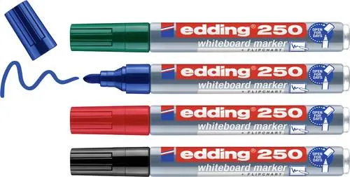 Edding 4-250-4-2 Whiteboardmarker Set Blau, Grün, Rot, Schwarz 4St.