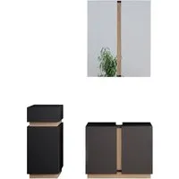 Vicco Badmöbel-Set Gloria, 3-teilig in Anthrazit/Sonoma - Elegantes Badmöbel Set mit Waschbeckenunterschrank, Spiegelschrank und Midischrank. Bietet viel Stauraum und zeitlosen Charme für Ihr Badezimmer.
