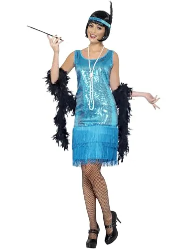 Flirty Flapper Costume (M) - Kostüm-Outfits für Erwachsene, authentisches 1920er Jahre Design mit Kleid, Kopfschmuck und Halskette für einen glamourösen Auftritt.