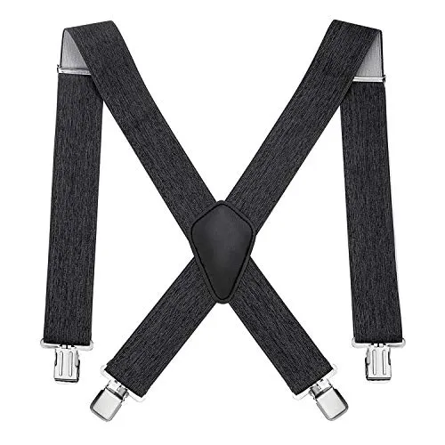 linjinde Hosenträger für Herren Breit 5cm mit Extra Stark 4 Metall Clips Lang, Grau Elastische Verstellbar X Form Einheitsgröße für Erwachsene Herren Männer Damen Mann (xxl 120cm)