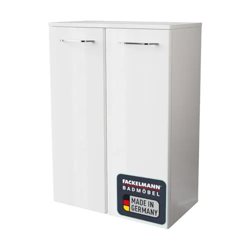 FACKELMANN Doppel-Midischrank MILANO - Badschrank mit Soft-Close-System - Badezimmerschrank mit 2 Türen, Soft-Close-System für sanftes Schließen und viel Stauraum. Maße: ca. 60,5 x 83 x 32 cm, feuchtigkeitsresistent und pflegeleicht.