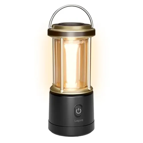 Lepro LED Campinglampe Batteriebetriebene 1100 Lumen, Dimmbar IPX4, Schwarz | Camping Laterne,5 Lichtmodi&Dimmbar, Wasserdicht, Notfallleuchte für Stromausfall,Blackout&Outdoor Wandern