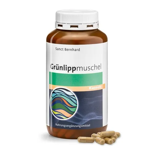 Sanct Bernhard Grünlippmuschel-Kapseln – 300 Kapseln - Nahrungsergänzungsmittel für gesunde Gelenke, reich an Glykosaminoglykanen für eine starke entzündungshemmende Wirkung und Knorpelregeneration.