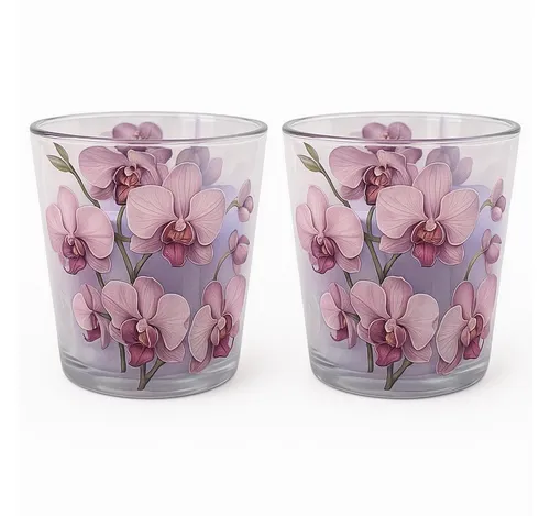 Dekohelden24 Duftkerze Kerzen im Glas in verschiedenen Varianten (2er Set, 2-tlg), Exklusive Duftmischung aus Freesie, Pfingstrose und Orchidee
