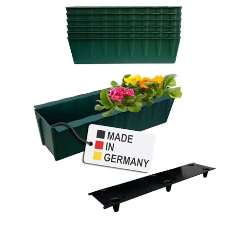 BURI 6 Euro-Paletten Blumenkästen-Einsätze inkl. Bewässerungsmatte | 37,3cm Dunkelgrün | Pflanzkasten für Europalette Palette | Balkonkasten | Blumentopf | aus stabilen Kunststoff | Made in Germany