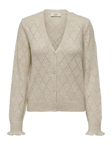 JDY Strickjacke JDYLETTY L/S V-NECK STRUC CARDI KNT NOOS beige S (36) - Modische Strickjacke in hüftlanger Passform, pflegeleicht und ideal für jeden Anlass. Perfekt kombinierbar für einen lässigen Look.