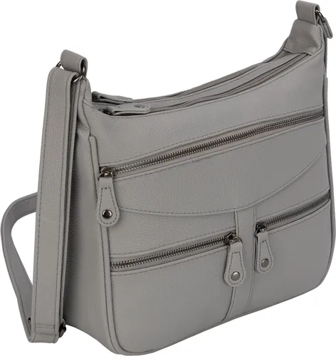 EAAKIE Damen Umhängetasche in Grau - Stylische Schultertasche aus pflegeleichtem Kunstleder mit zwei Hauptfächern, ideal für Freizeit, Arbeit und Reisen. Längenverstellbarer Gurt für optimalen Tragekomfort.