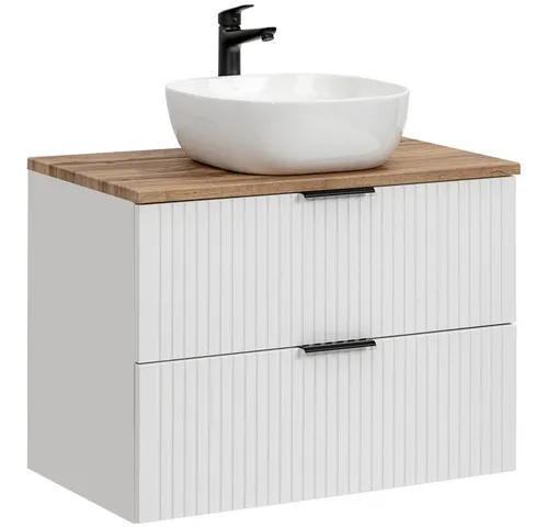 Lomadox Waschtisch ADELAIDE-56-WHITE mit Keramikbecken - Eleganter Waschbeckenschrank in matt weiß und Eiche, ideal für Ihr Badezimmer. Mit kompakten Maßen und einfacher Selbstmontage, bringt er Stil und Funktionalität in jeden Raum.