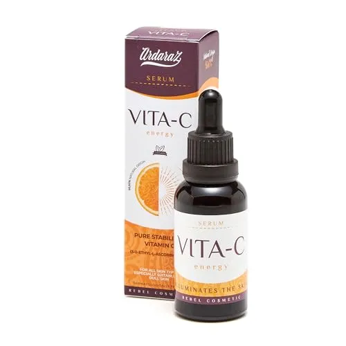 Ardaraz Vitamin C Serum mit Ethylascorbinsäure 3-0, Hyaluronsäure und AHAs. Anti-Rotungen Serum Gesicht, das dunkle Flecken reduziert und aufhellt. Echte Ergebnisse in 8 Wochen. 30 ml