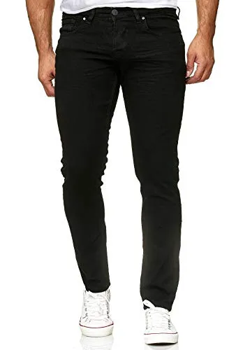 Reslad Herren Slim Fit Jeans RS-2063, Tiefschwarz - Modische Slim Fit Jeans für Herren im coolen Vintage Look. Diese Stretch-Denim Hose bietet optimalen Tragekomfort und ist der perfekte Alltagsbegleiter.
