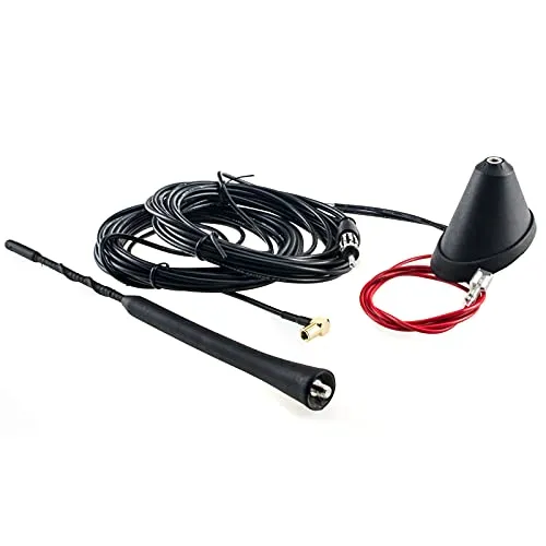 Aktive Stabantenne für DAB (SMB) und FM/AM (DIN) mit 10/7dB Verstärkung | 5m Verlängerungskabel | beinhaltet bereits einen Verstärker | wasserdichte gummierte Dichtung